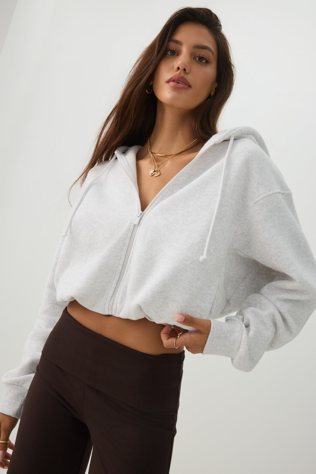 MADESOFT™ Fleece Bubble Hem Zip Up Hoodie