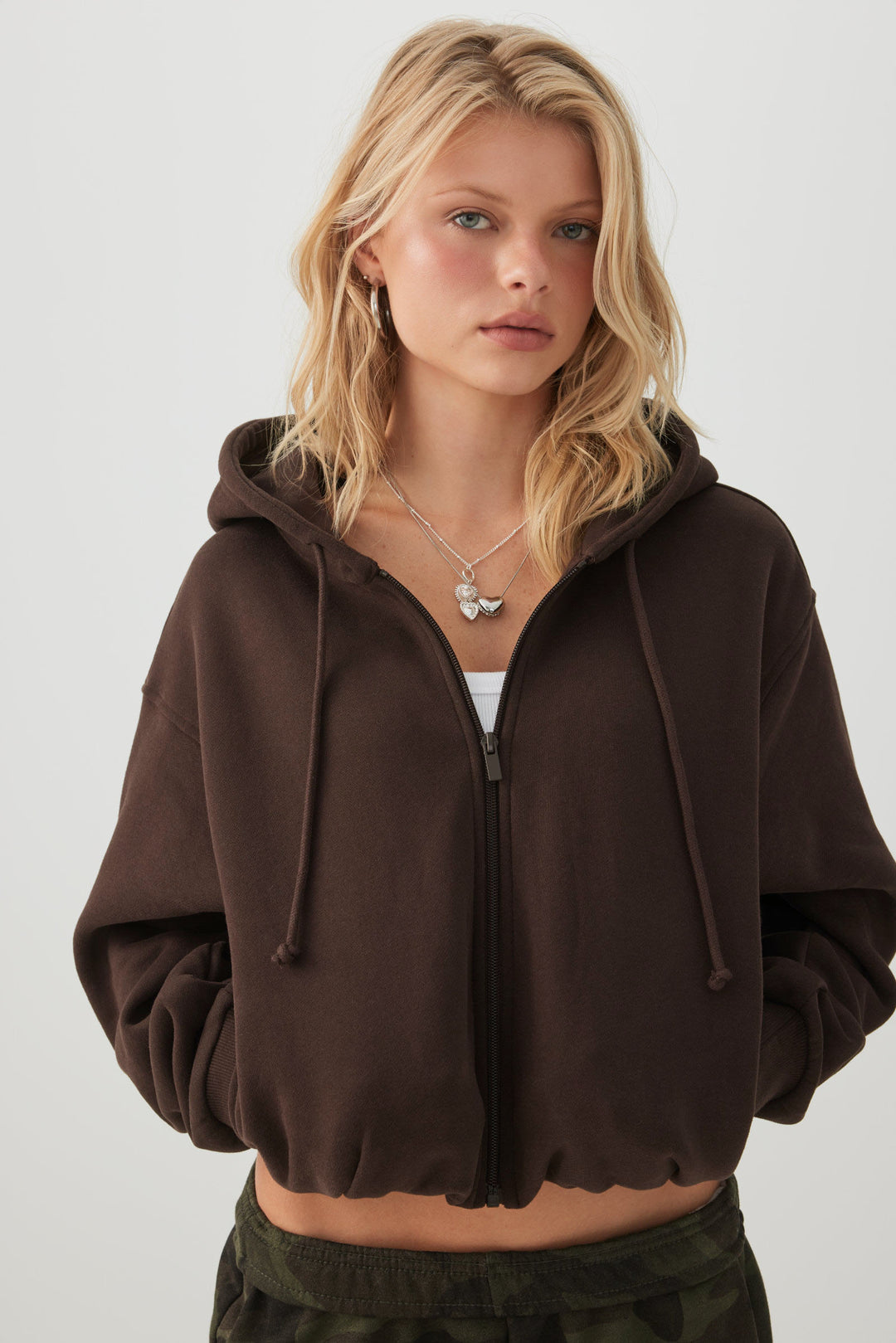 Veste à capuchon et ourlet bulle Molleton MADESOFT™