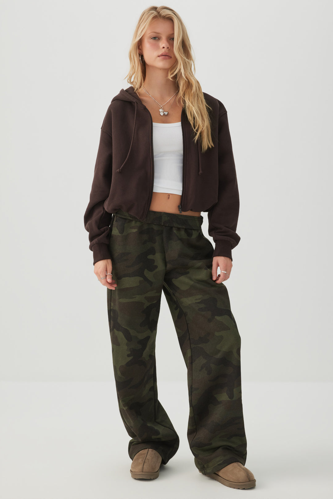 MADESOFT™ Fleece Camo Wide Leg Sweatpants