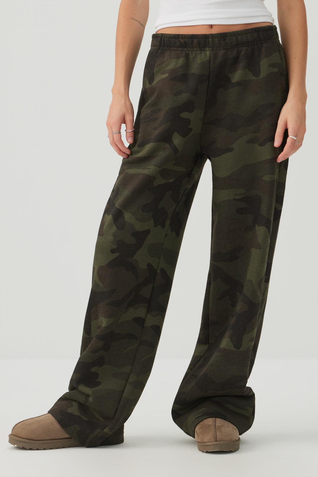 MADESOFT™ Fleece Camo Wide Leg Sweatpants