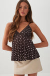 Camisole style nuisette à pois et à dentelle