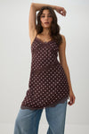 Lace Trim Asymmetrical Satin Mini Dress