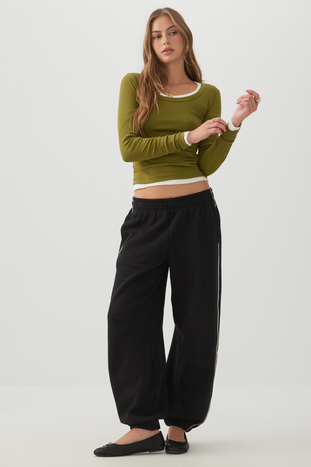Side Piping Cotton Fleece Sweatpants