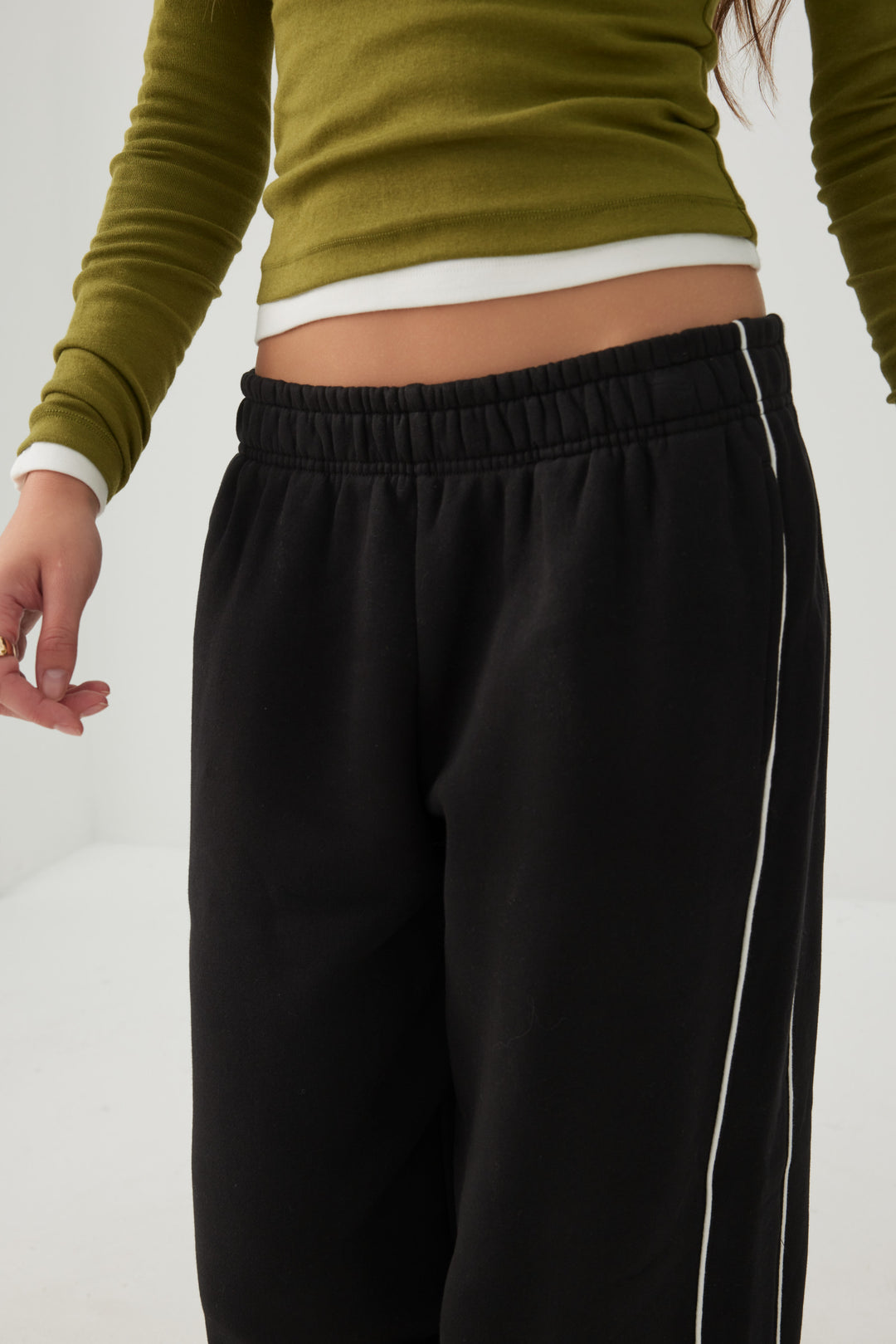 Side Piping Cotton Fleece Sweatpants