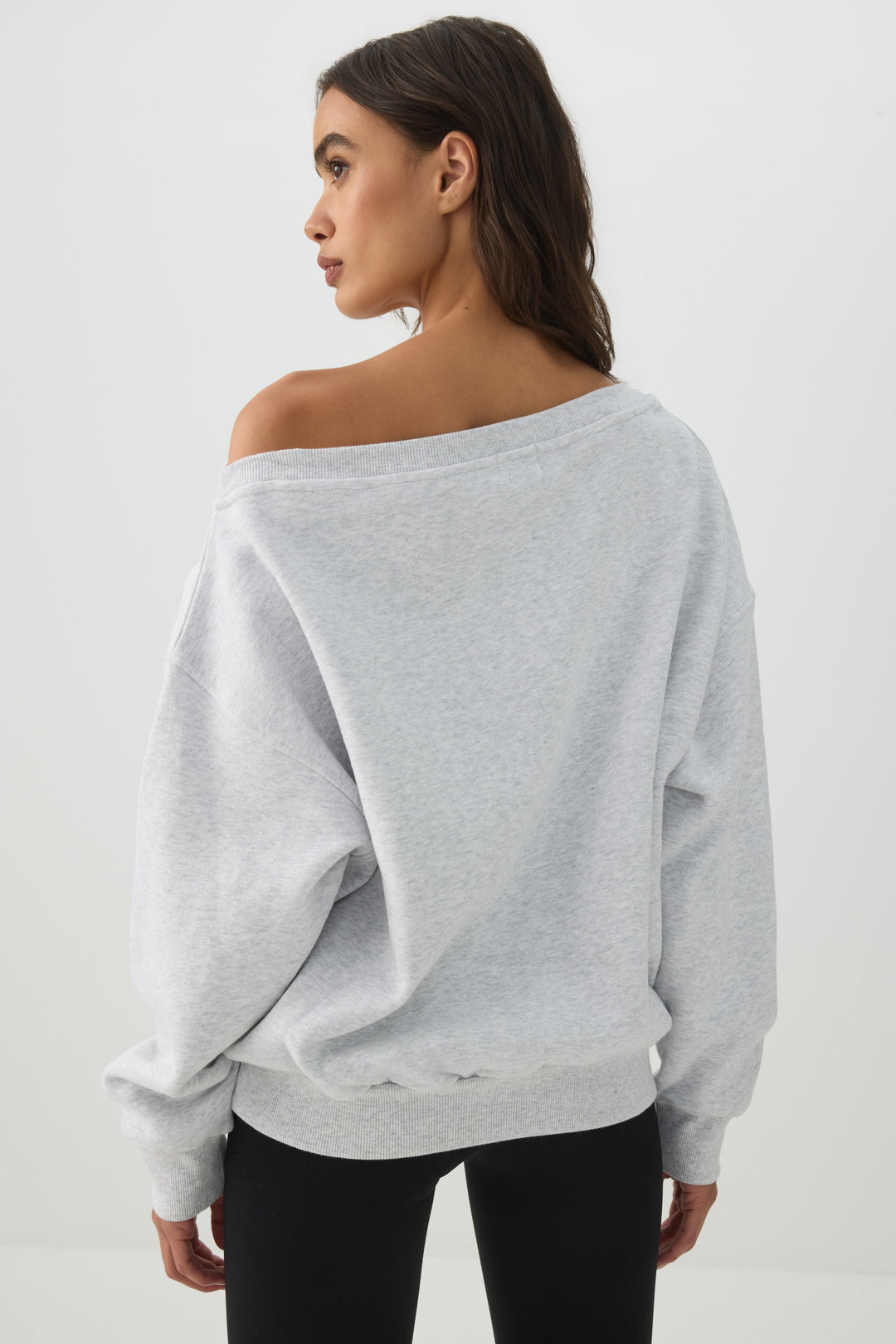 Off Shoulder Cotton Fleece Sweatshirt