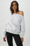 Off Shoulder Cotton Fleece Sweatshirt