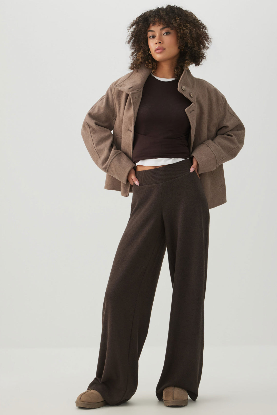 Brushed Knit Straight Leg Pants