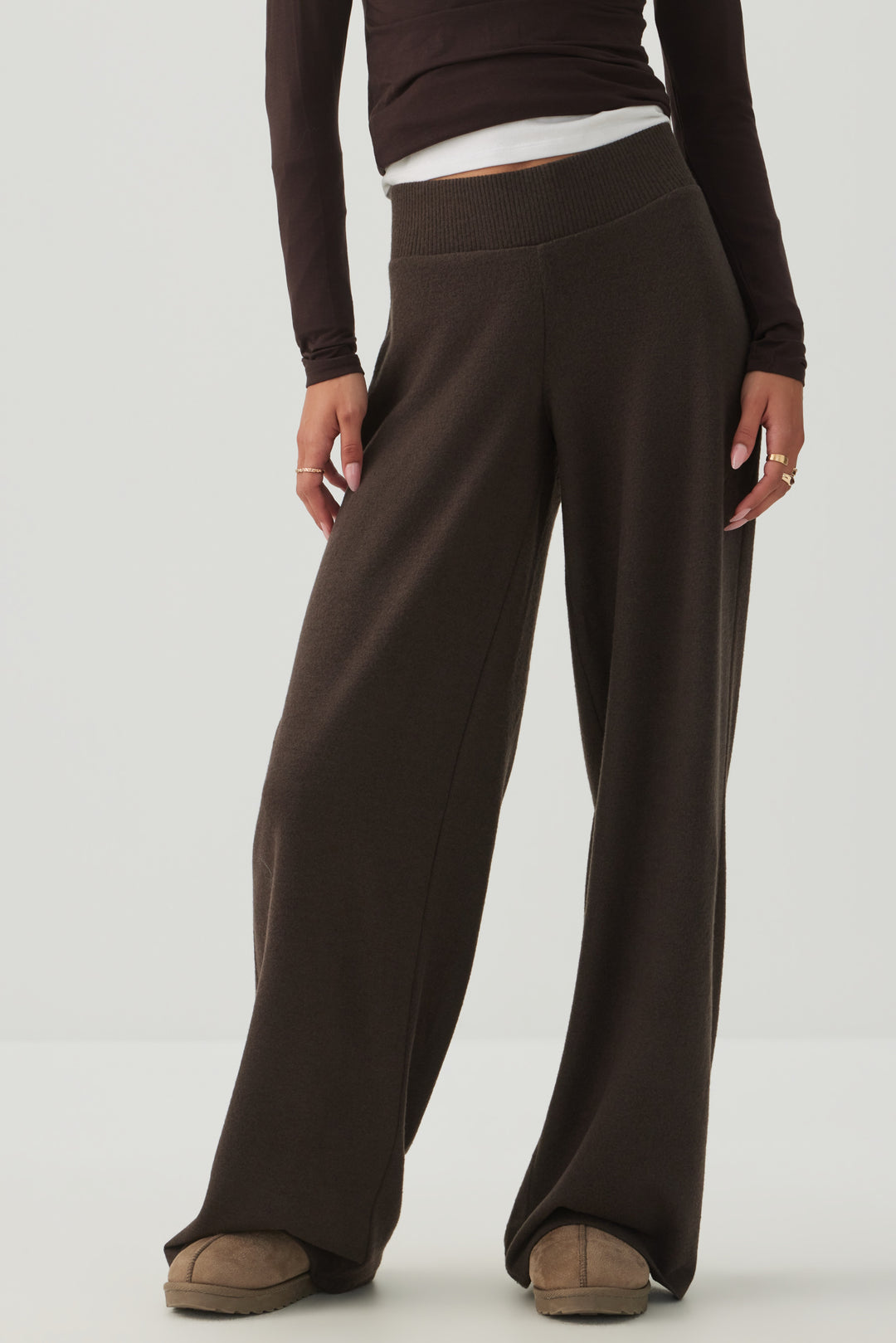 Brushed Knit Straight Leg Pants