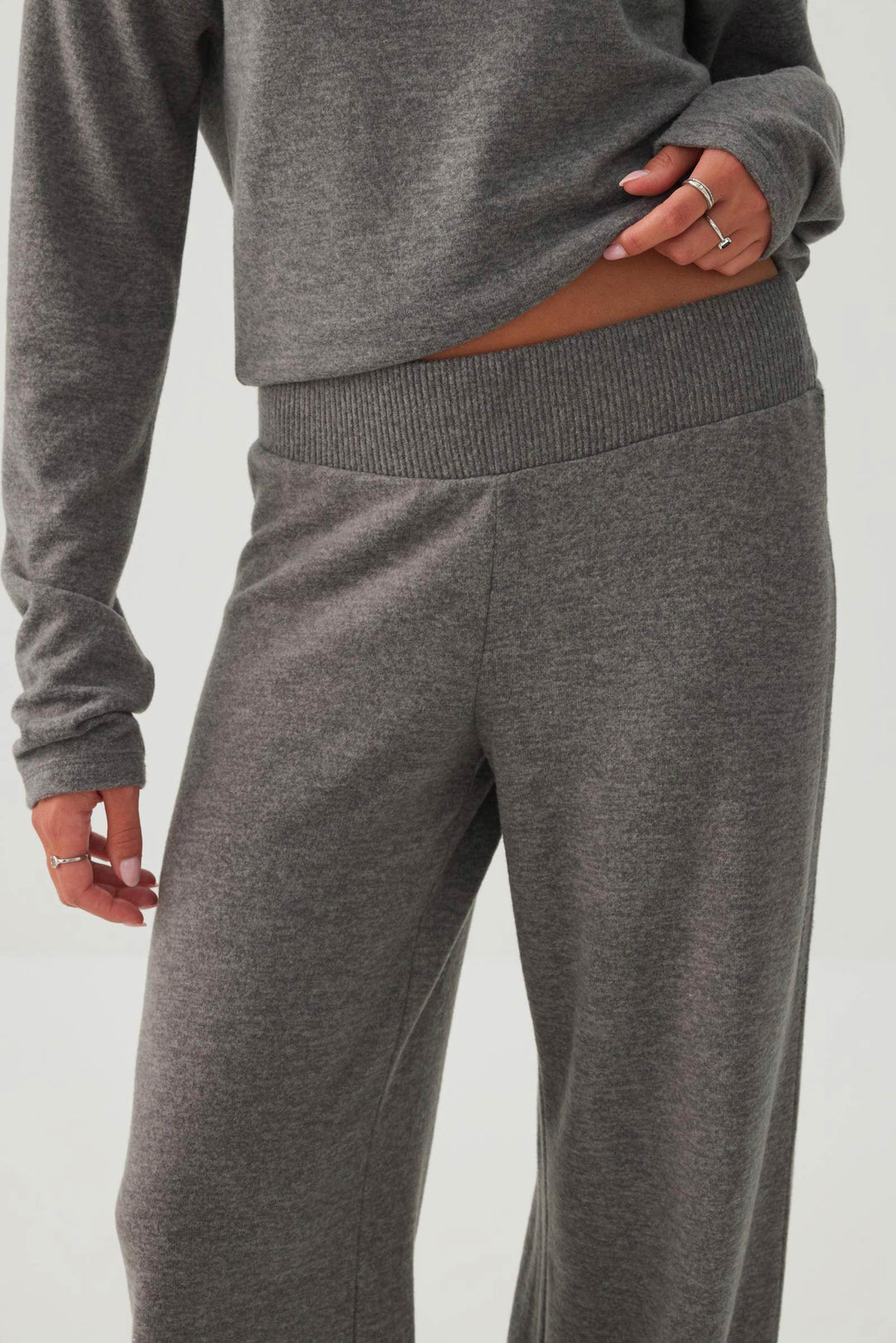 Pantalon droit en tricot brossé