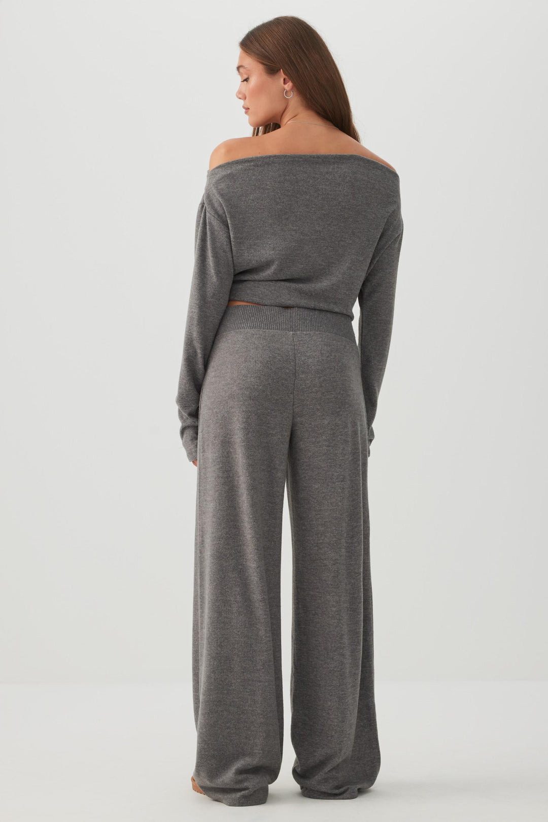 Pantalon droit en tricot brossé