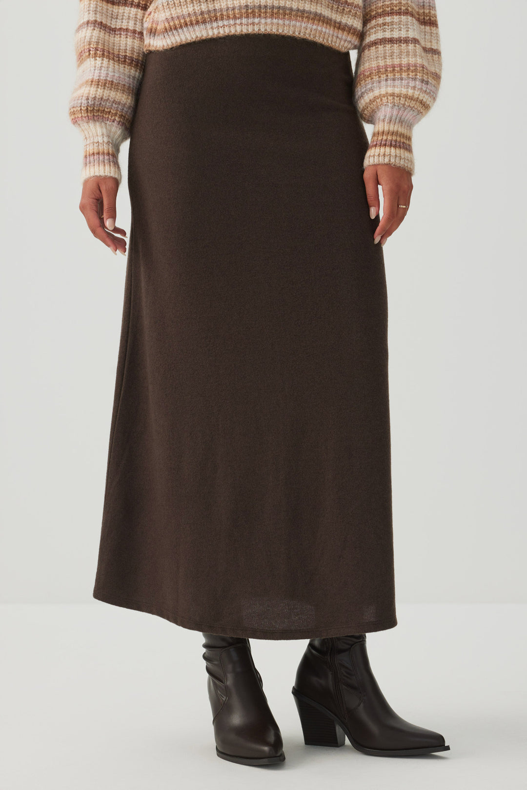 Brushed Knit A Line Midi Skirt