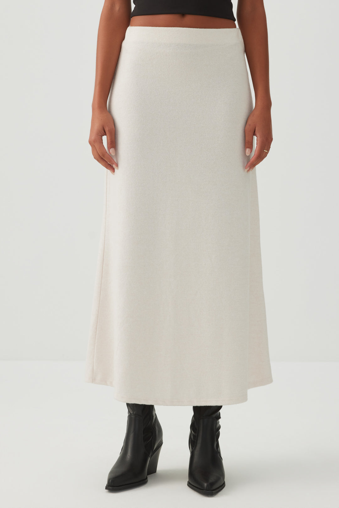 Jupe midi évasée en tricot brossé