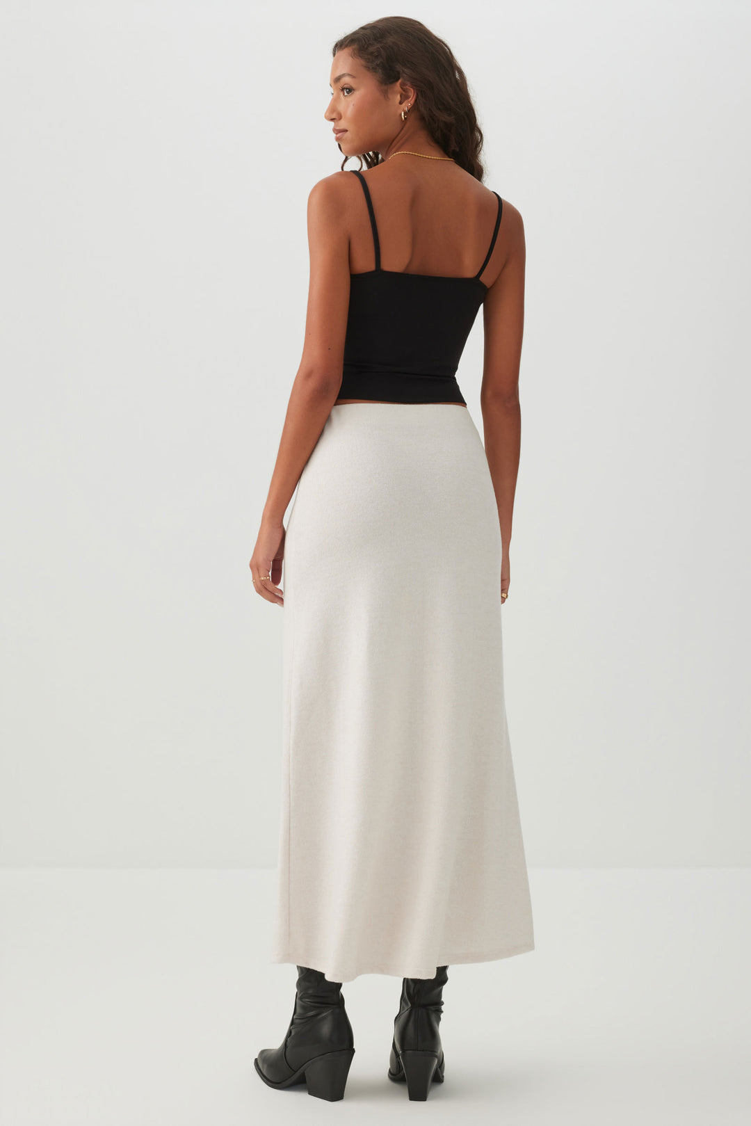 Jupe midi évasée en tricot brossé