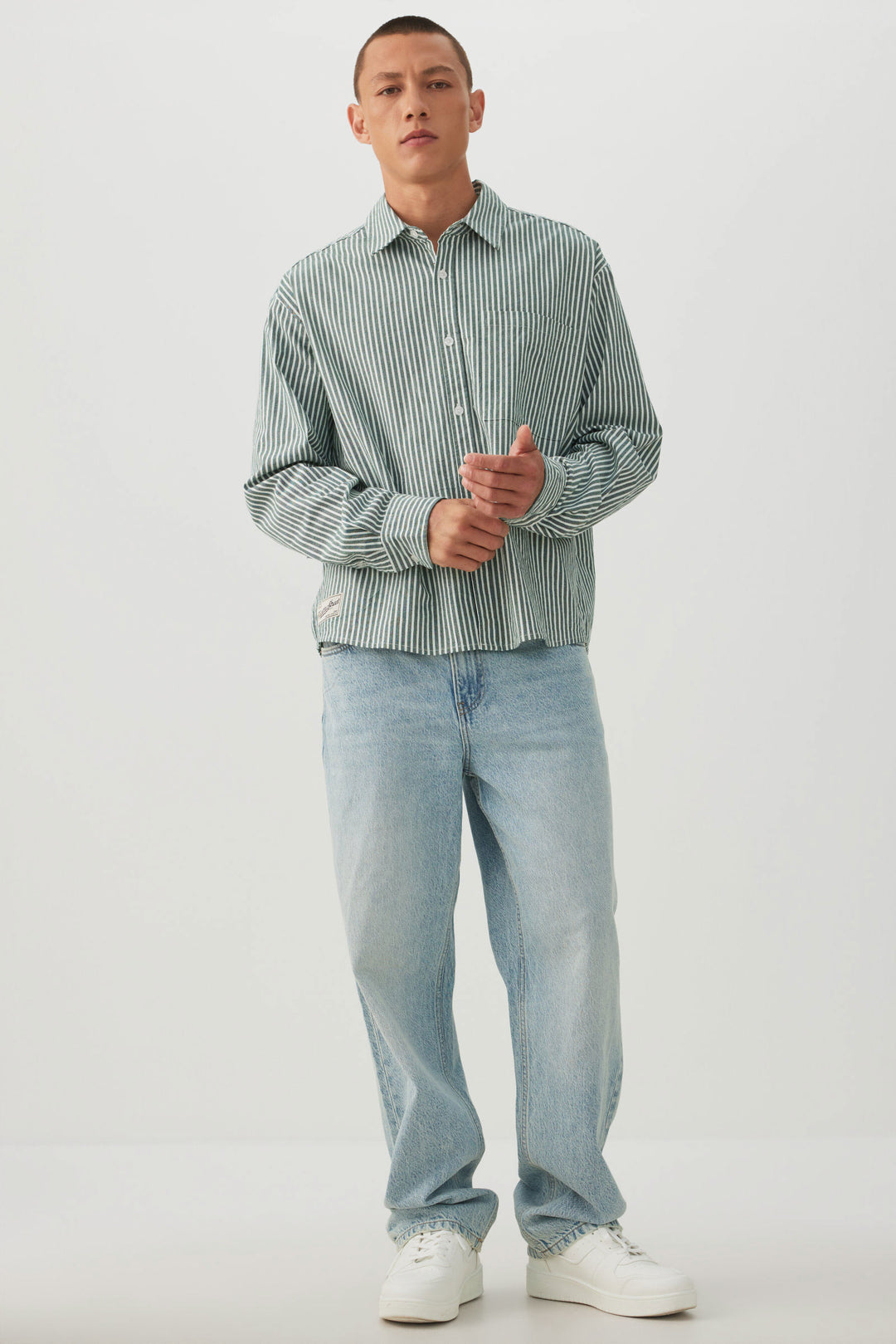 Striped Boxy Long Sleeve Shirt