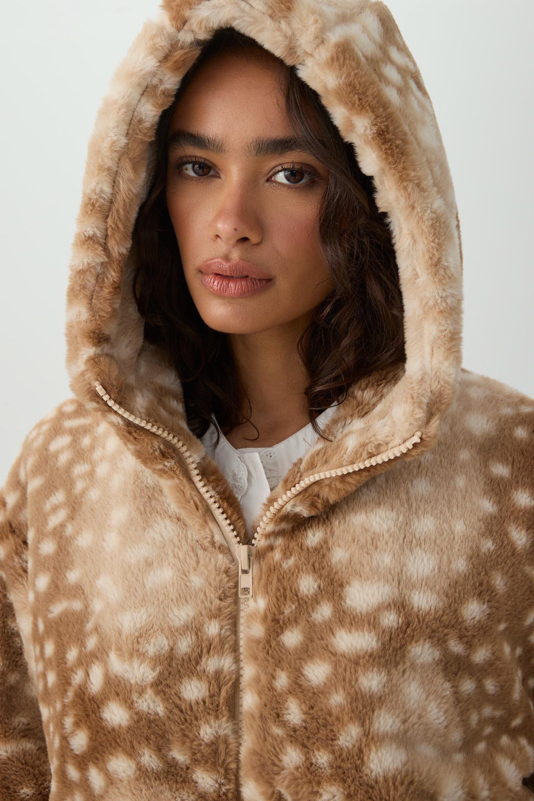 Short Faux Fur Hooded Jacket