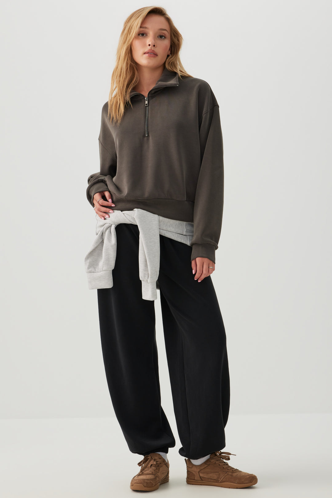 Cropped Quarter Zip Sweatshirt