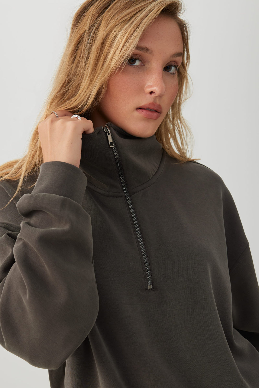 Cropped Quarter Zip Sweatshirt