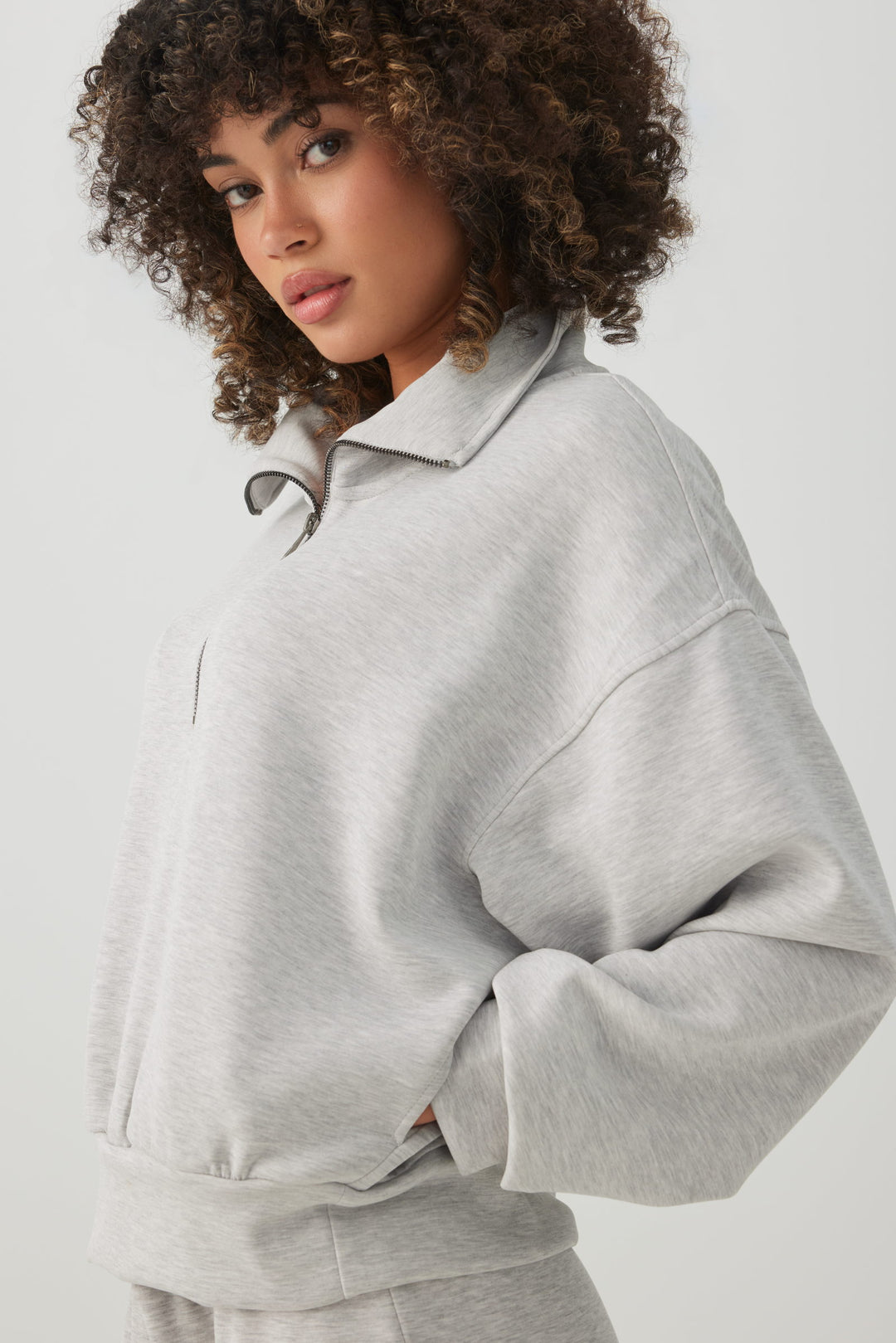 Cropped Quarter Zip Sweatshirt