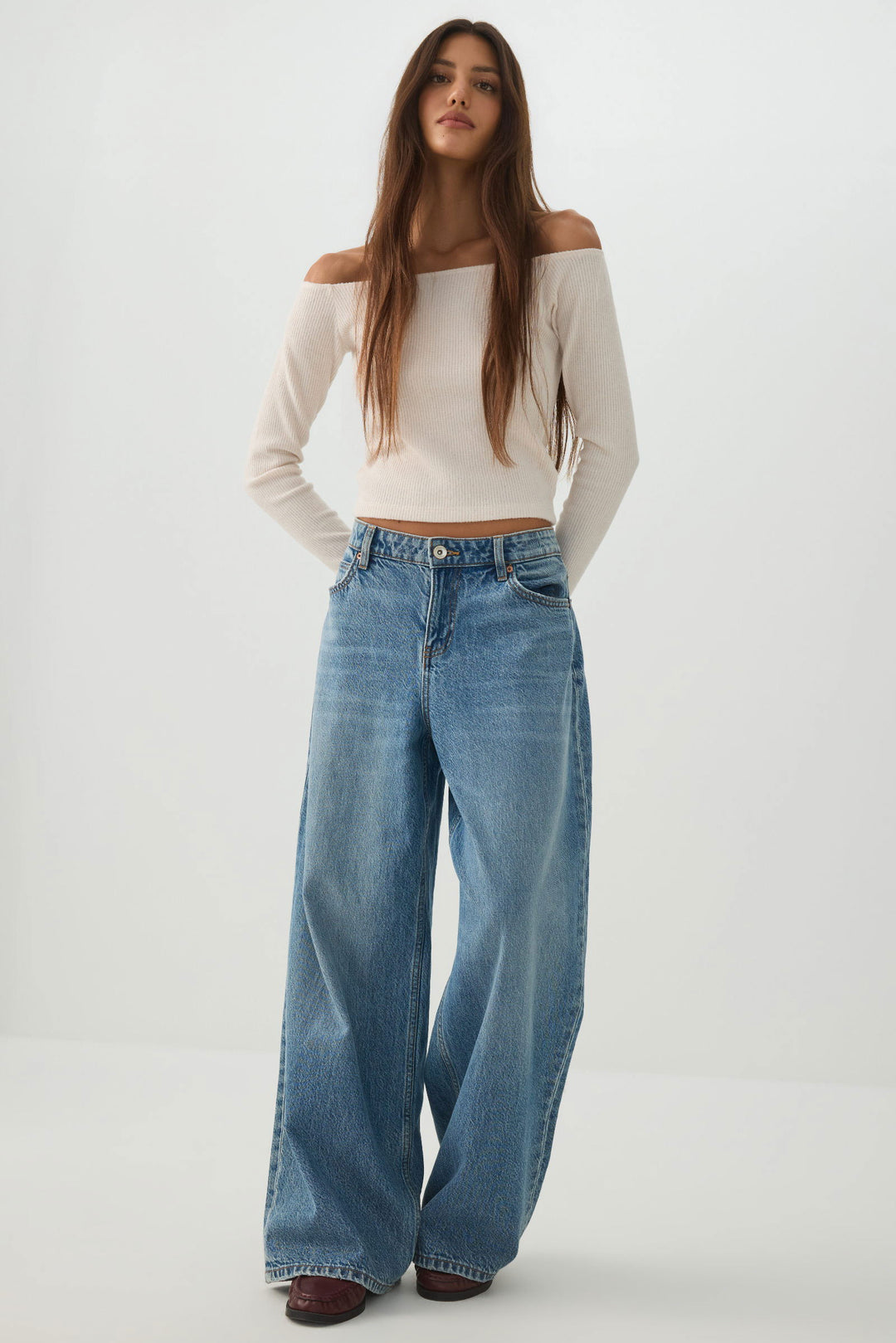 Short Ribbed Off-Shoulder Top