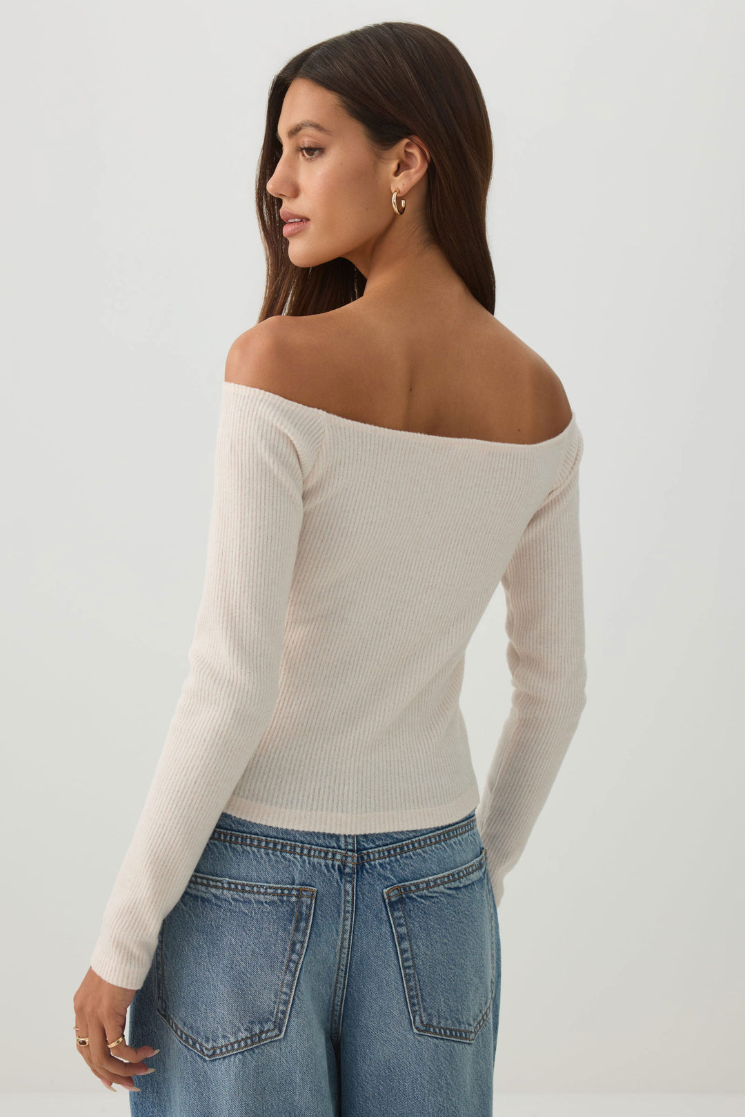 Short Ribbed Off-Shoulder Top