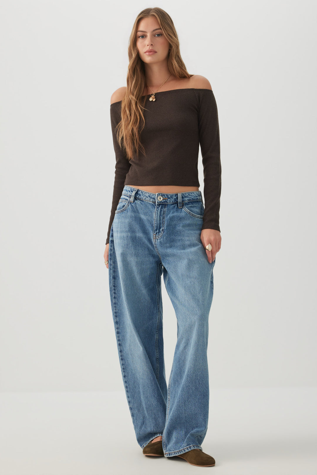 Short Ribbed Off Shoulder Top