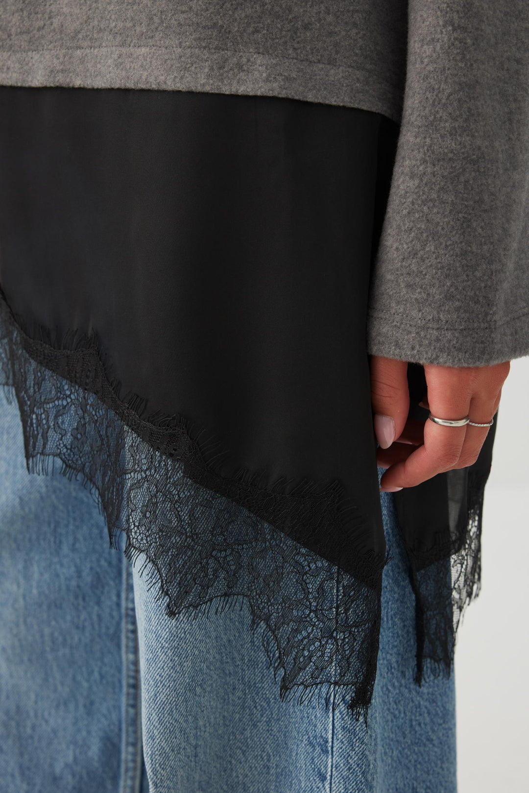 Asymmetrical Lace Trim Top