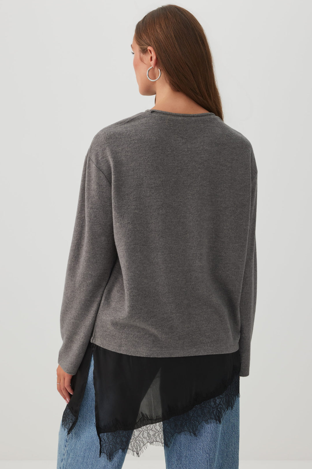 Asymmetrical Lace Trim Top