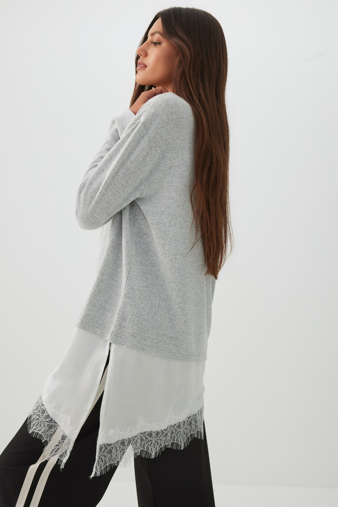 Asymmetrical Lace Trim Top
