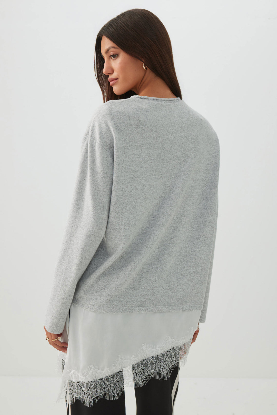 Asymmetrical Lace Trim Top