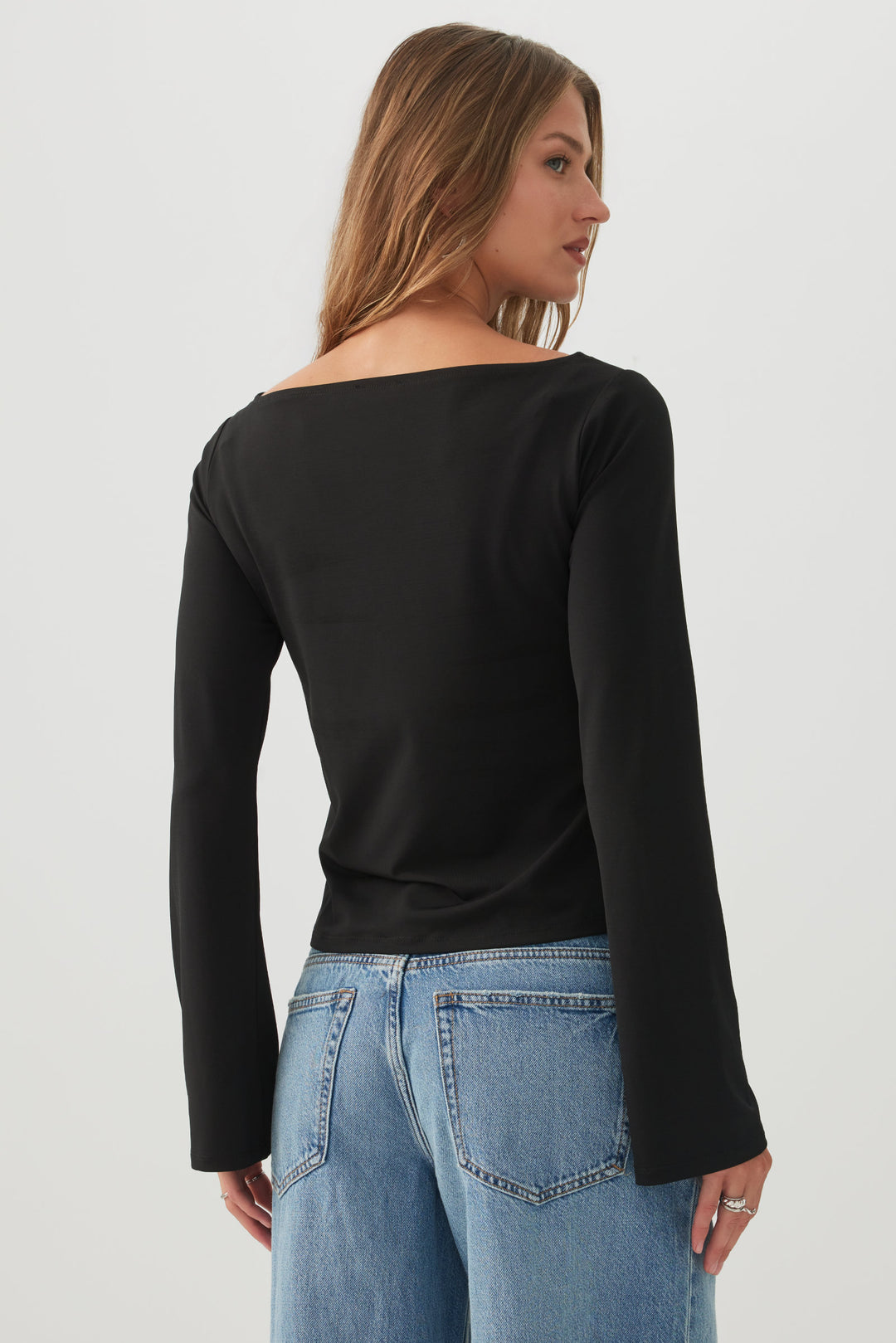 Boat Neck Flare Sleeve Top
