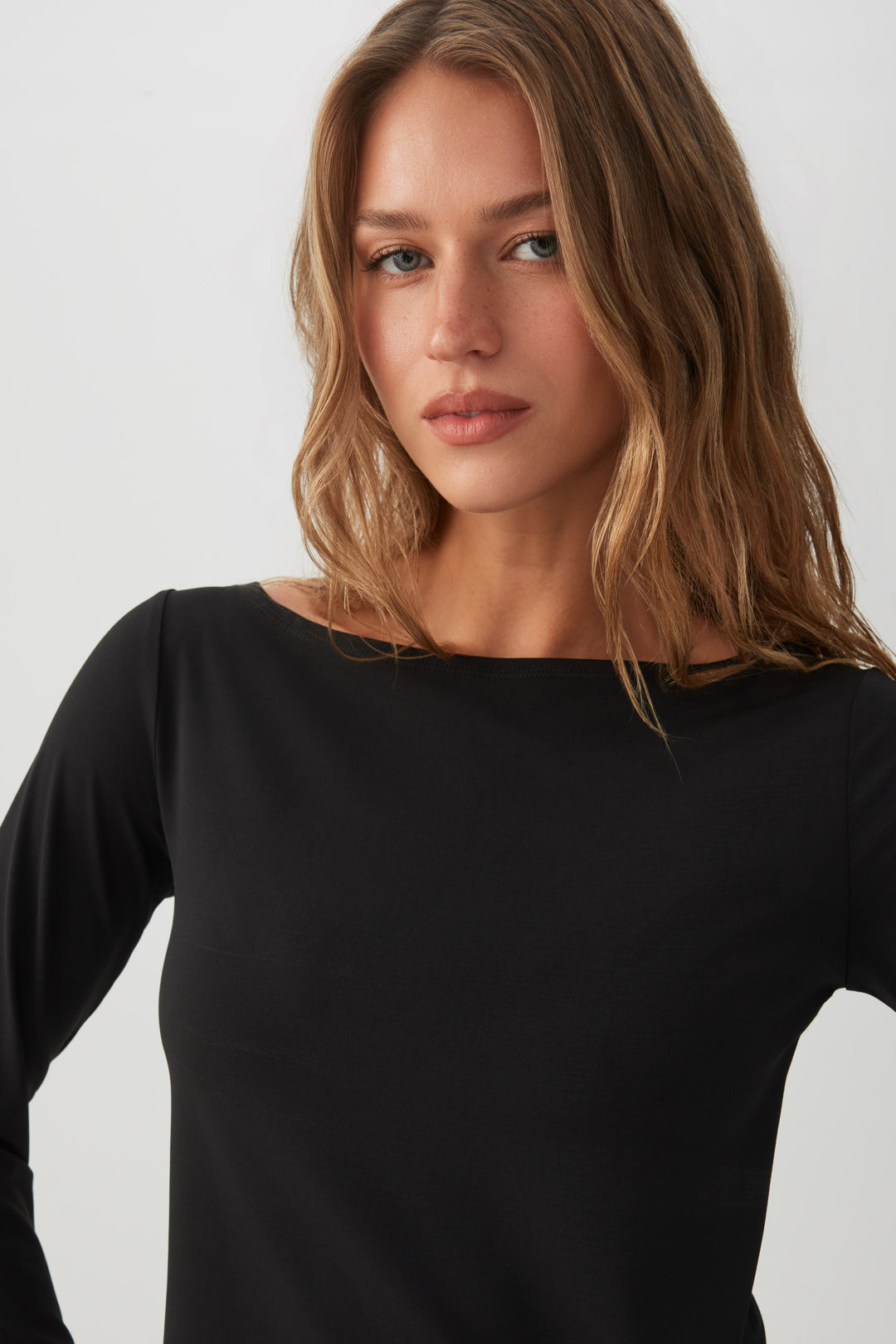 Boat Neck Flare Sleeve Top