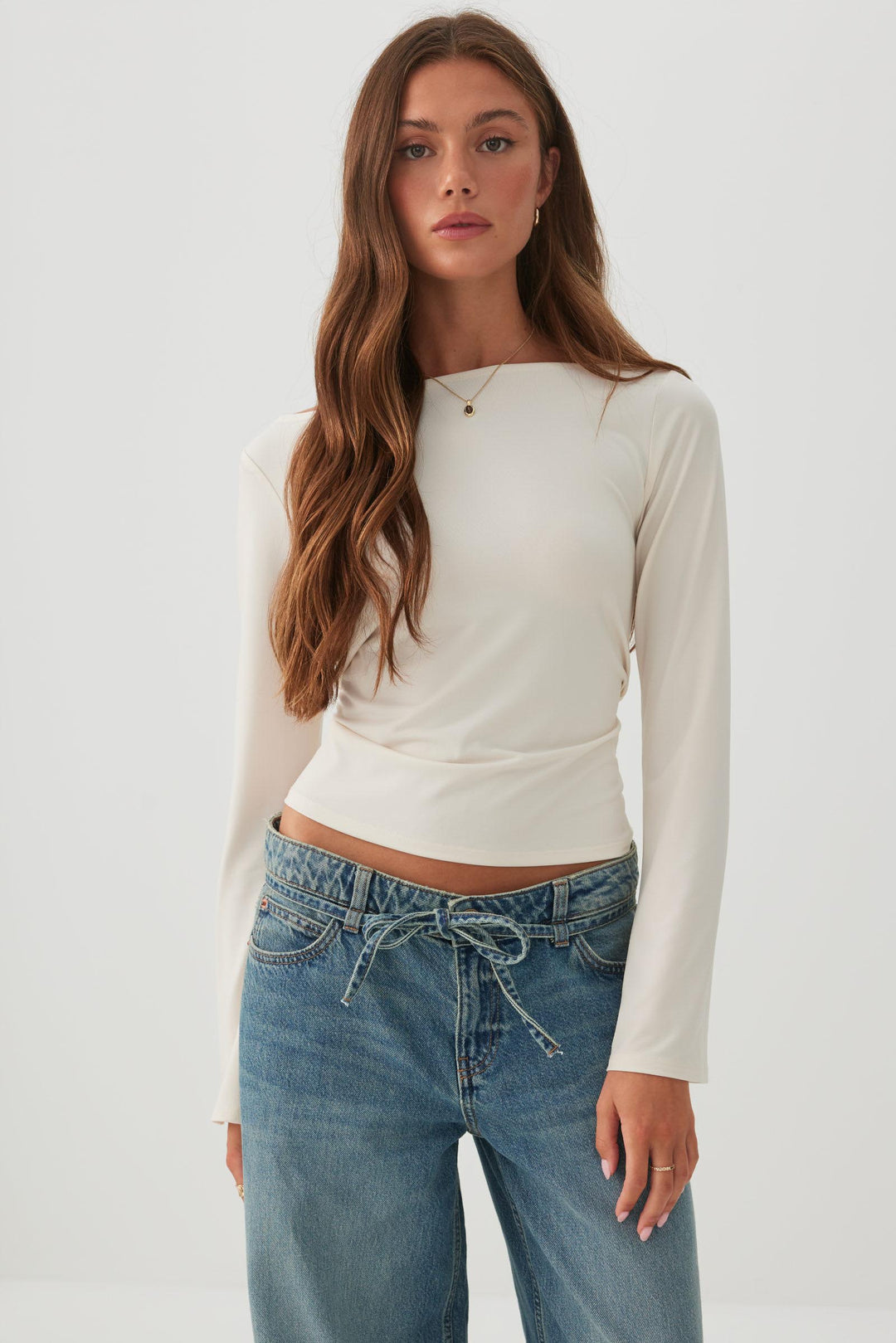 Boat Neck Flare Sleeve Top
