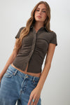 Ruched Button Front Shirt