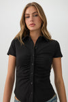 Ruched Button Front Shirt