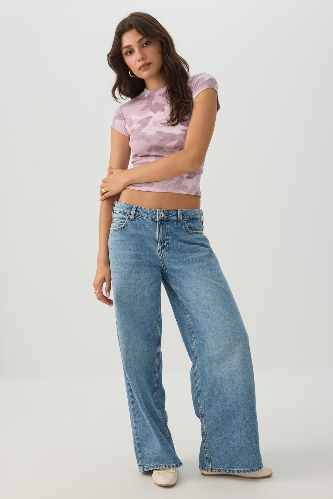 Camo Fine Rib Cropped T-Shirt