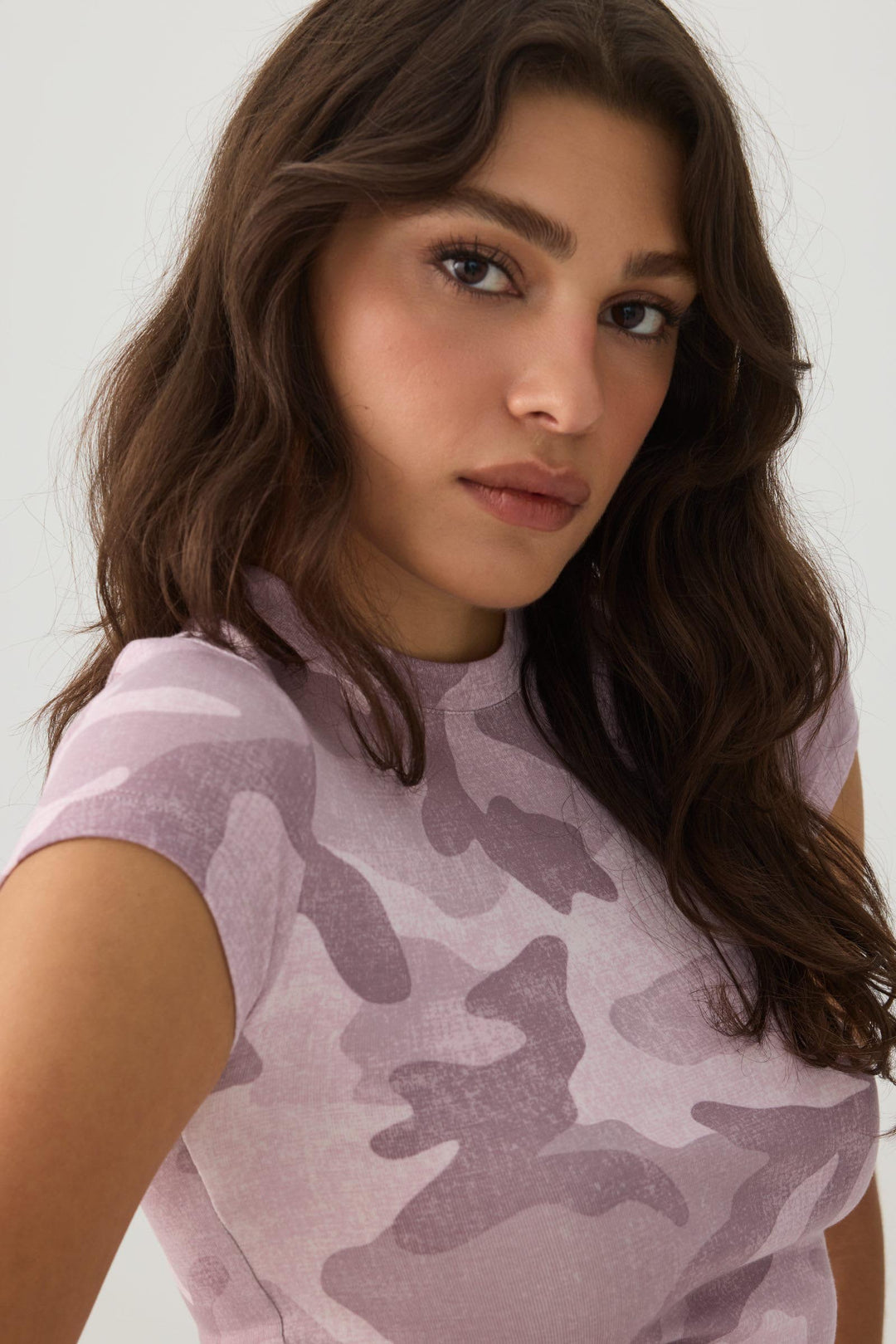 Camo Fine Rib Cropped T-Shirt