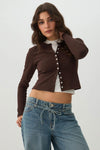 Cropped Brushed Rib Cardigan