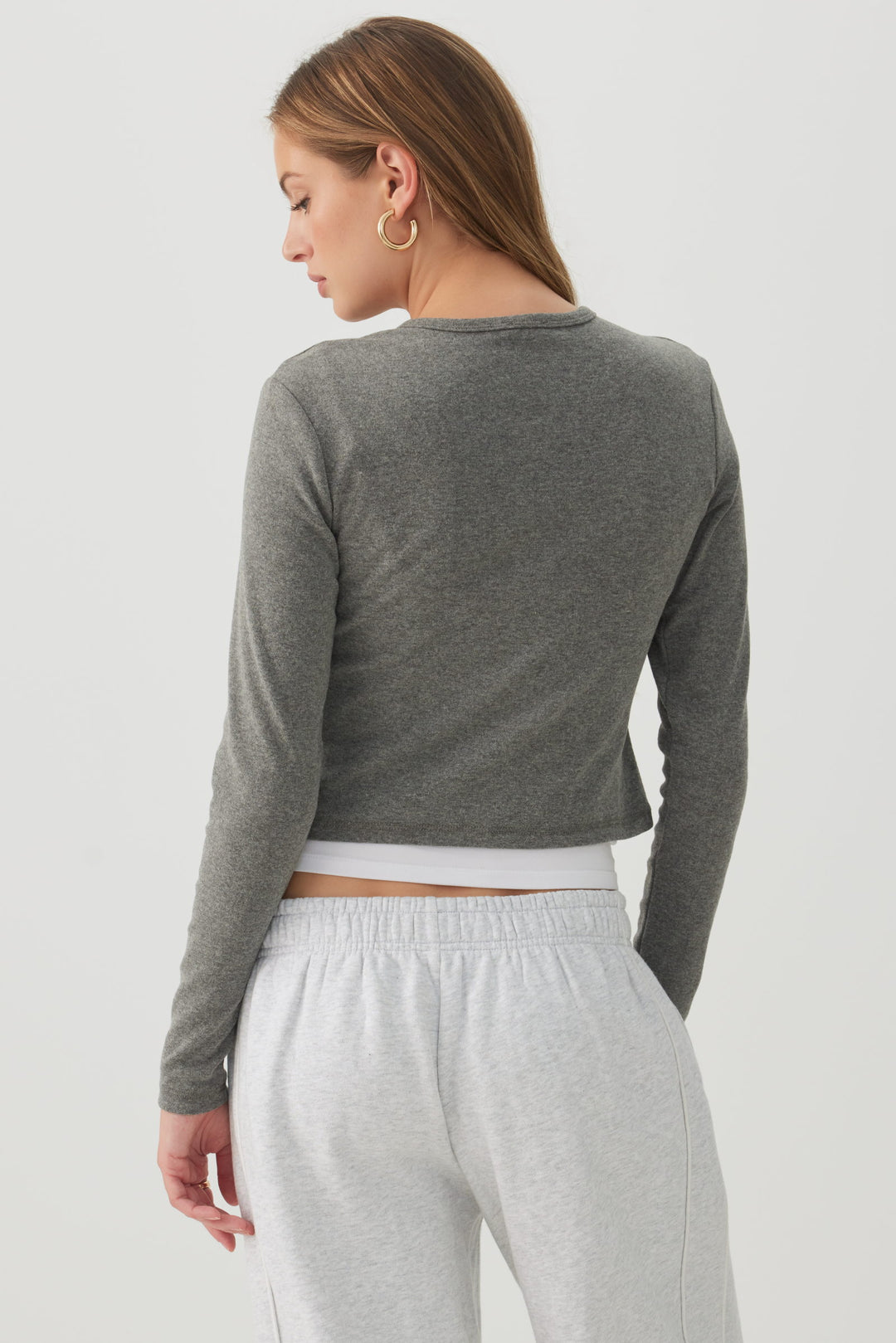 Cropped Brushed Rib Cardigan