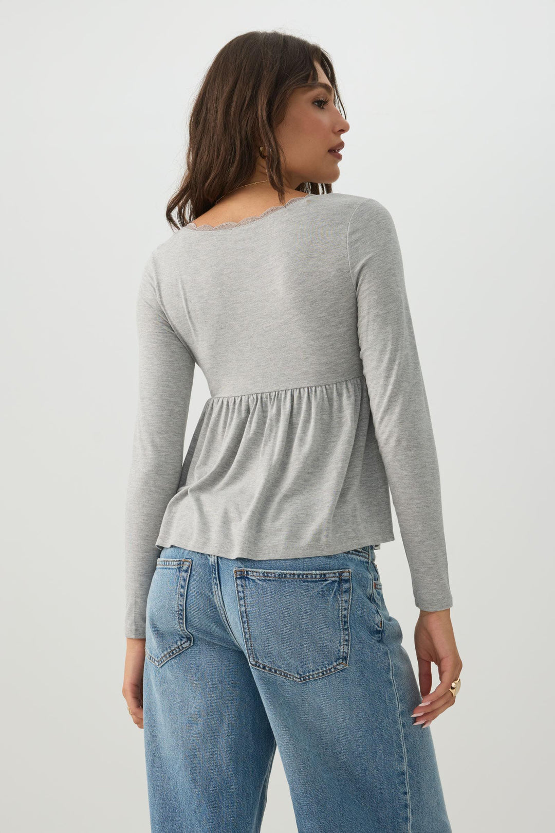 Lace Trim Babydoll Top