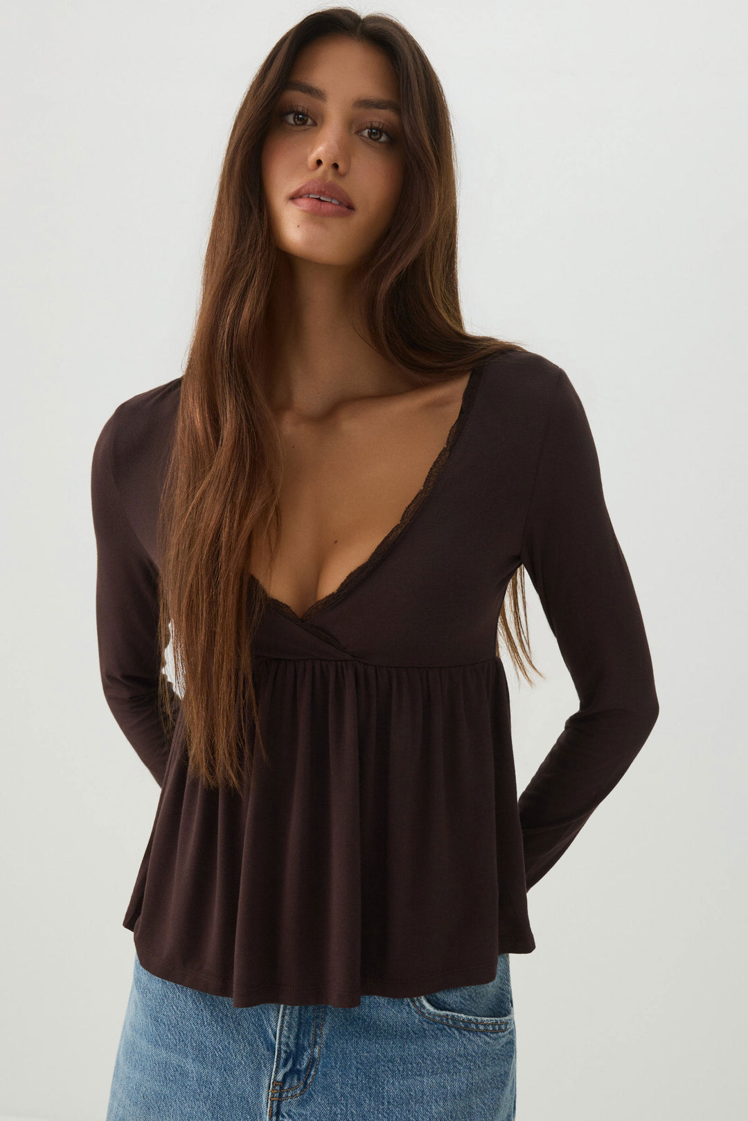 Lace Trim Babydoll Top