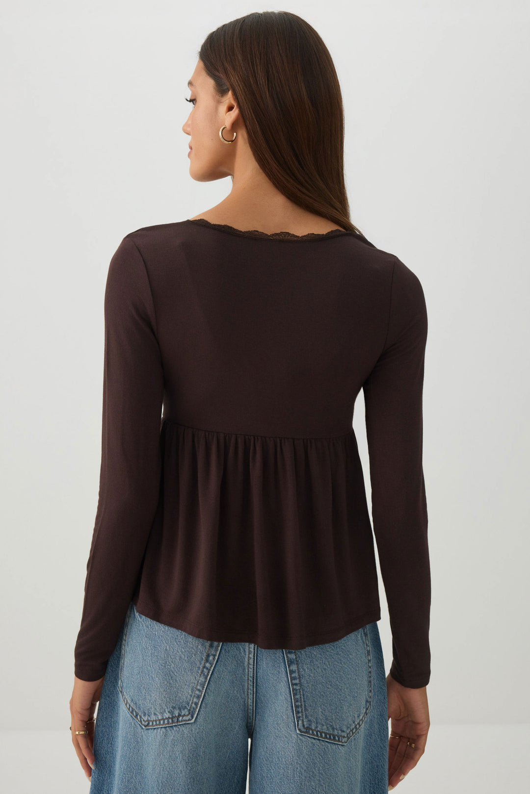 Lace Trim Babydoll Top
