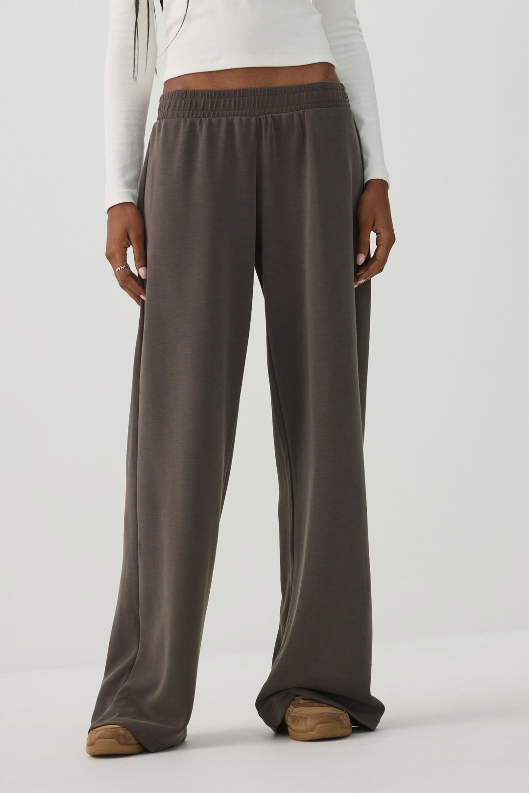 Neoprene-Like Wide Leg Pants