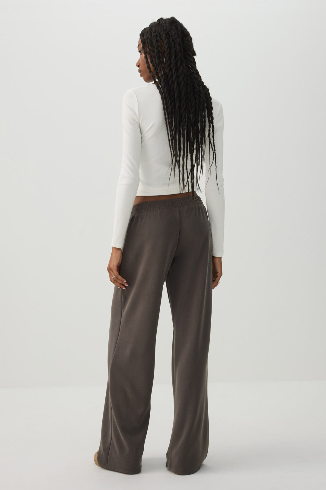 Neoprene-Like Wide Leg Pants