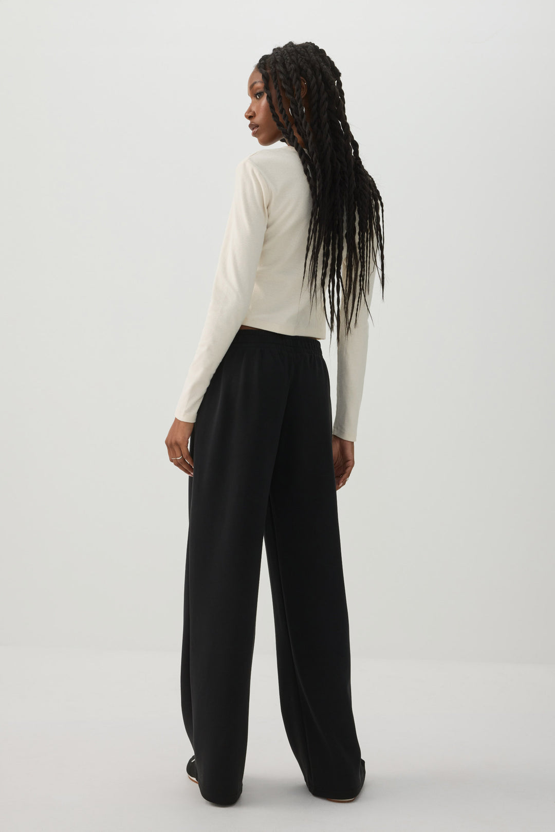 Neoprene-Like Wide Leg Pants