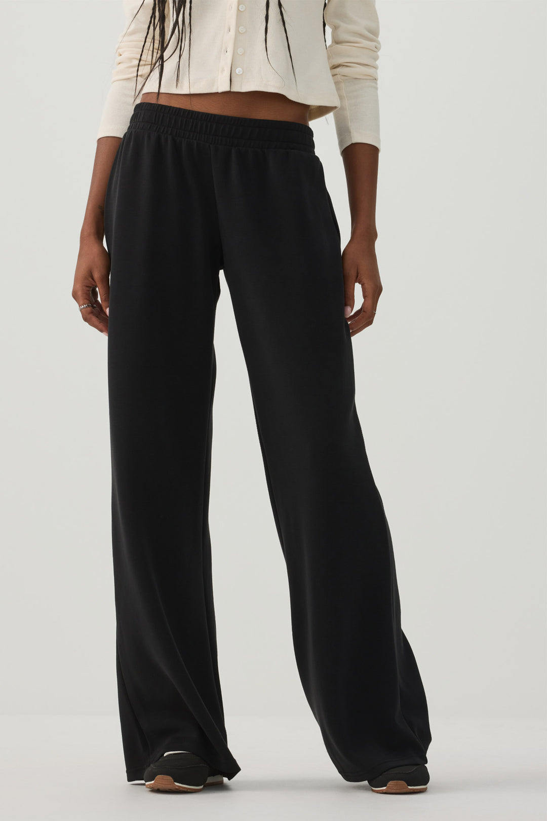 Neoprene-Like Wide Leg Pants