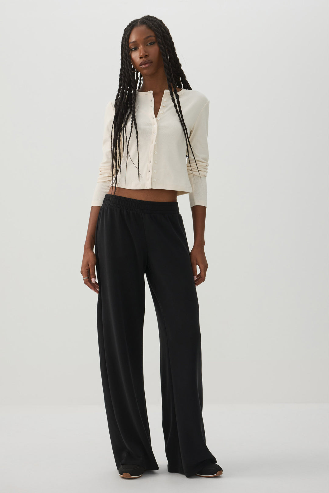 Neoprene-Like Wide Leg Pants