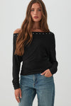 Studded Off-Shoulder Batwing Top