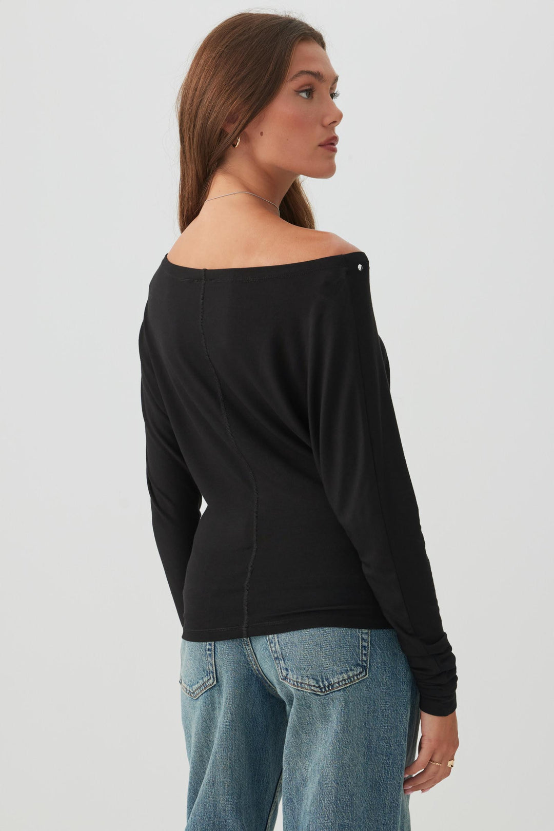 Studded Off-Shoulder Batwing Top