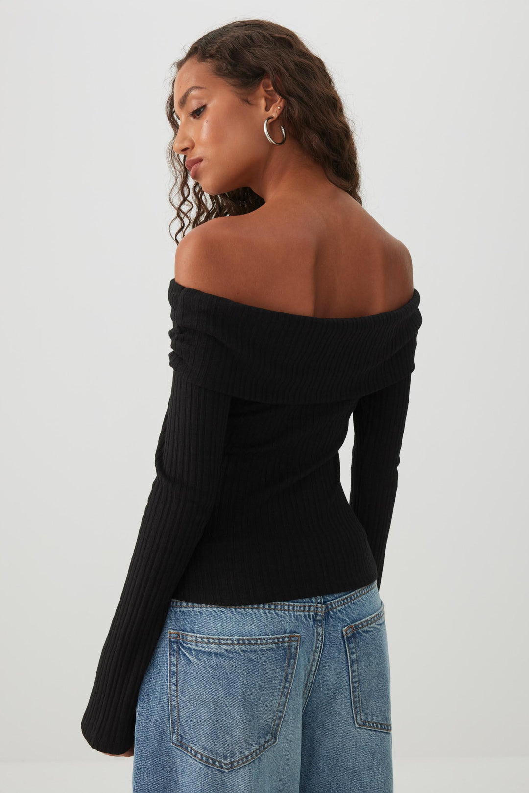 Foldover Off Shoulder Knit Top