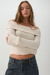 Foldover Off Shoulder Knit Top